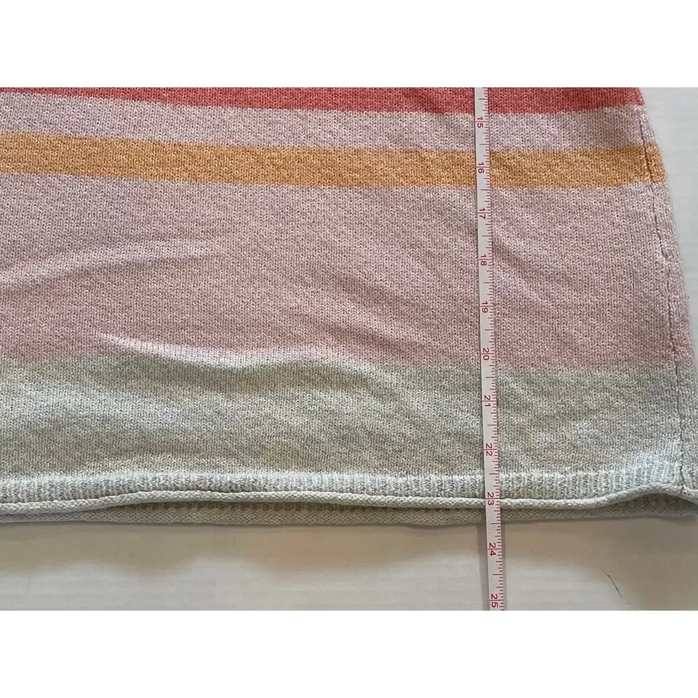 J. Jill Tan, Pink, Striped Long Sleeve V-Neck Sweater, Coastal, Size XS